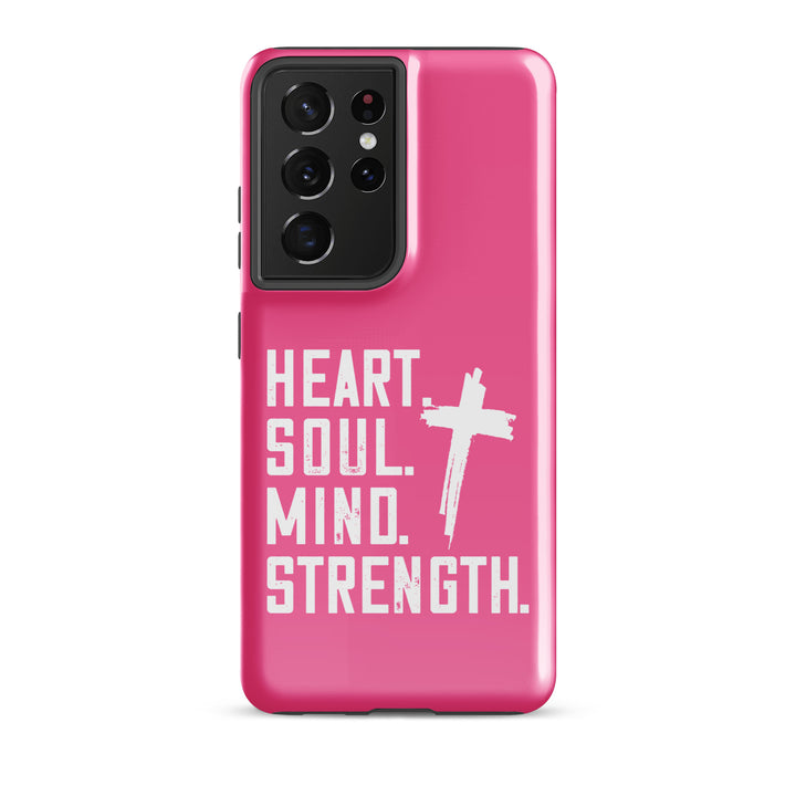 Christian Phone Case Heart Soul Mind Strength Pink for Samsung® Samsung® Phone Cases Glossy Samsung Galaxy S21 Ultra 