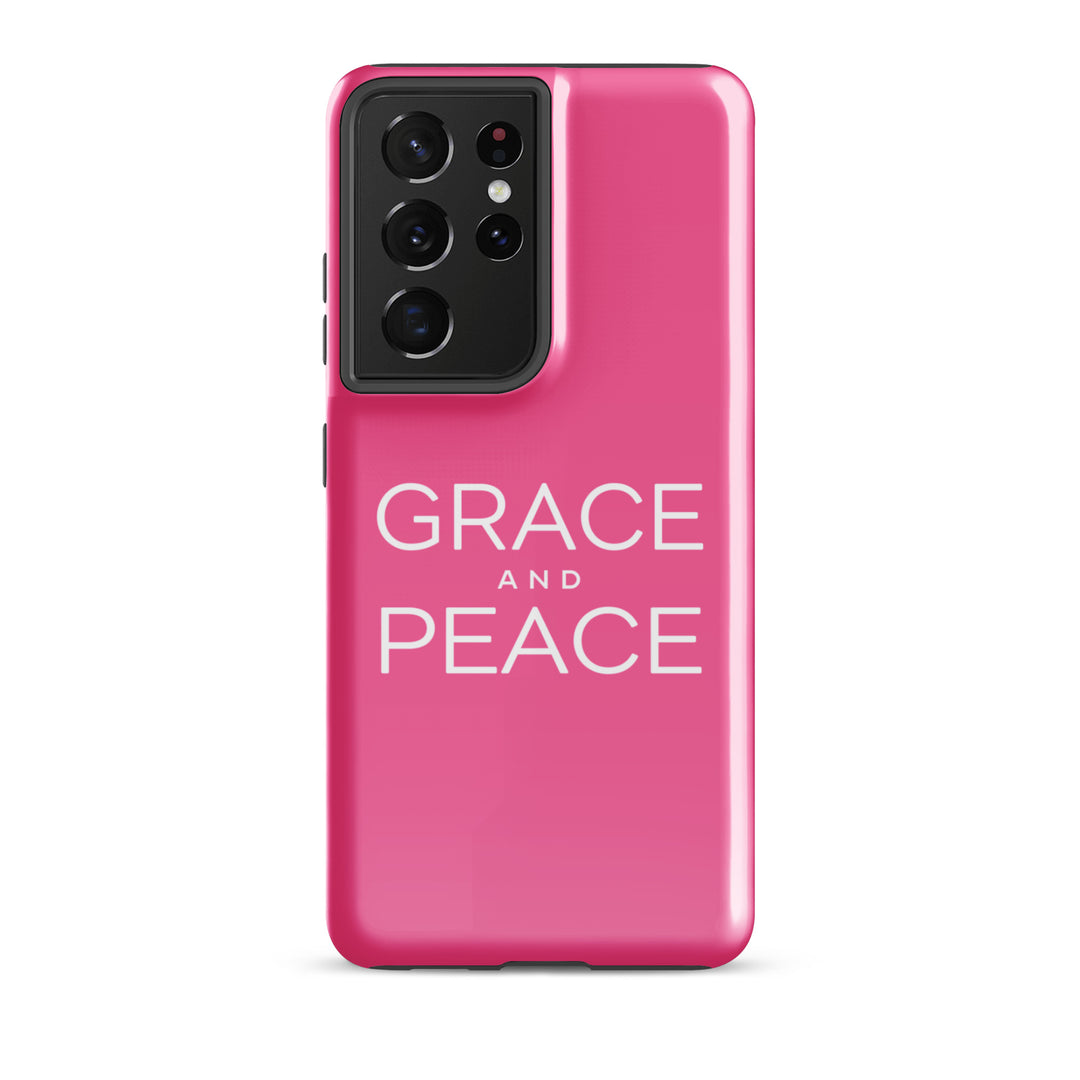 Christian Phone Case Grace and Peace Pink for Samsung® Samsung® Phone Cases Glossy Samsung Galaxy S21 Ultra 