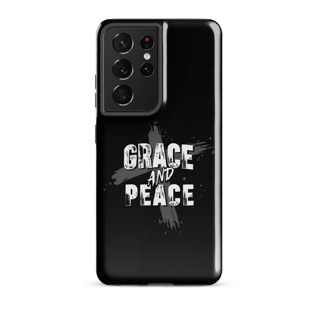 Christian Phone Case Grace and Peace Cross Black for Samsung® Samsung® Phone Cases Glossy Samsung Galaxy S21 Ultra 