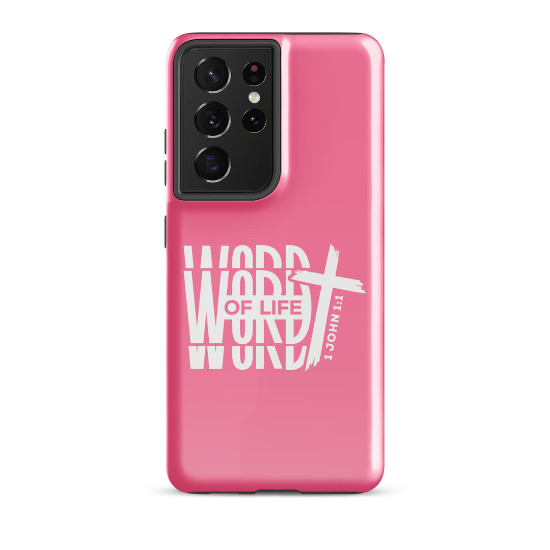 Christian Phone Case Word of Life Cross Pink for Samsung® Samsung® Phone Cases Glossy Samsung Galaxy S21 Ultra 