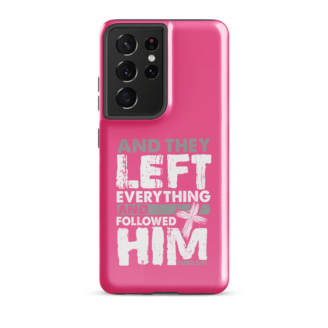 Christian Phone Case Left Everything Cross Pink for Samsung® Samsung® Phone Cases Glossy Samsung Galaxy S21 Ultra 