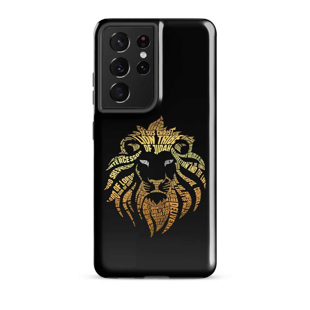 Christian Phone Case Lion Word Cloud Black for Samsung® Samsung® Phone Cases Glossy Samsung Galaxy S21 Ultra 