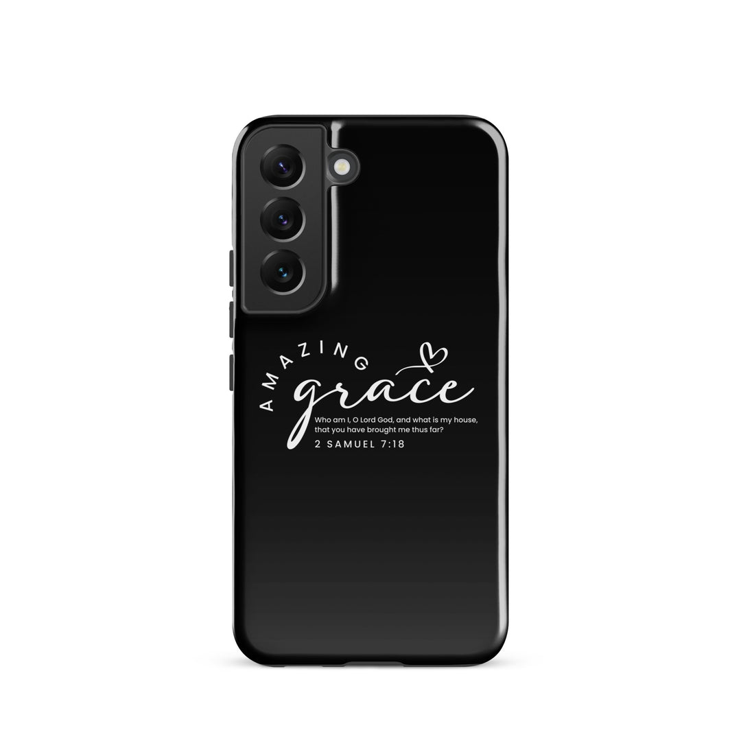 Christian Phone Case Amazing Grace Heart Black for Samsung® Samsung® Phone Cases Glossy Samsung Galaxy S22 