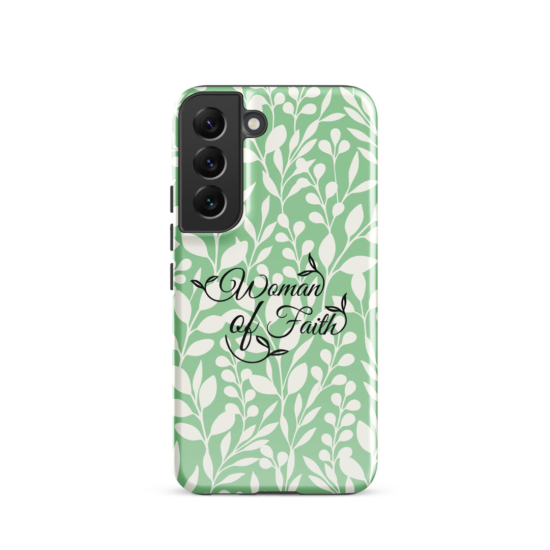 Christian Phone Case Woman of Faith Green for Samsung® Samsung® Phone Cases Glossy Samsung Galaxy S22 