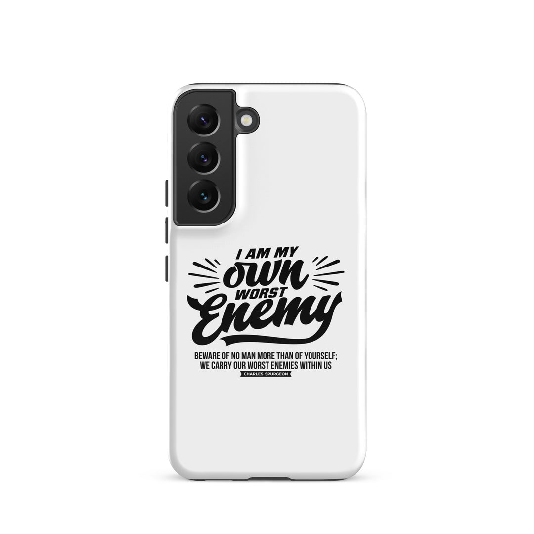 Christian Phone Case Worst Enemy White for Samsung® Samsung® Phone Cases Glossy Samsung Galaxy S22 