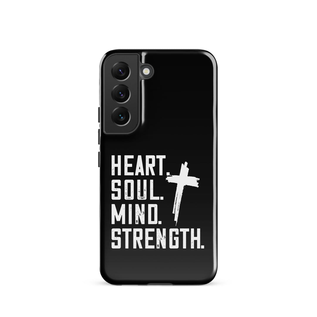 Christian Phone Case Heart Soul Mind Strength Black  for Samsung® Samsung® Phone Cases Glossy Samsung Galaxy S22 