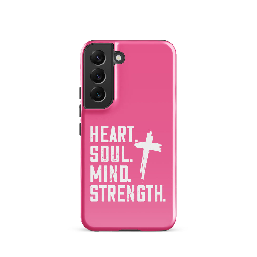 Christian Phone Case Heart Soul Mind Strength Pink for Samsung® Samsung® Phone Cases Glossy Samsung Galaxy S22 