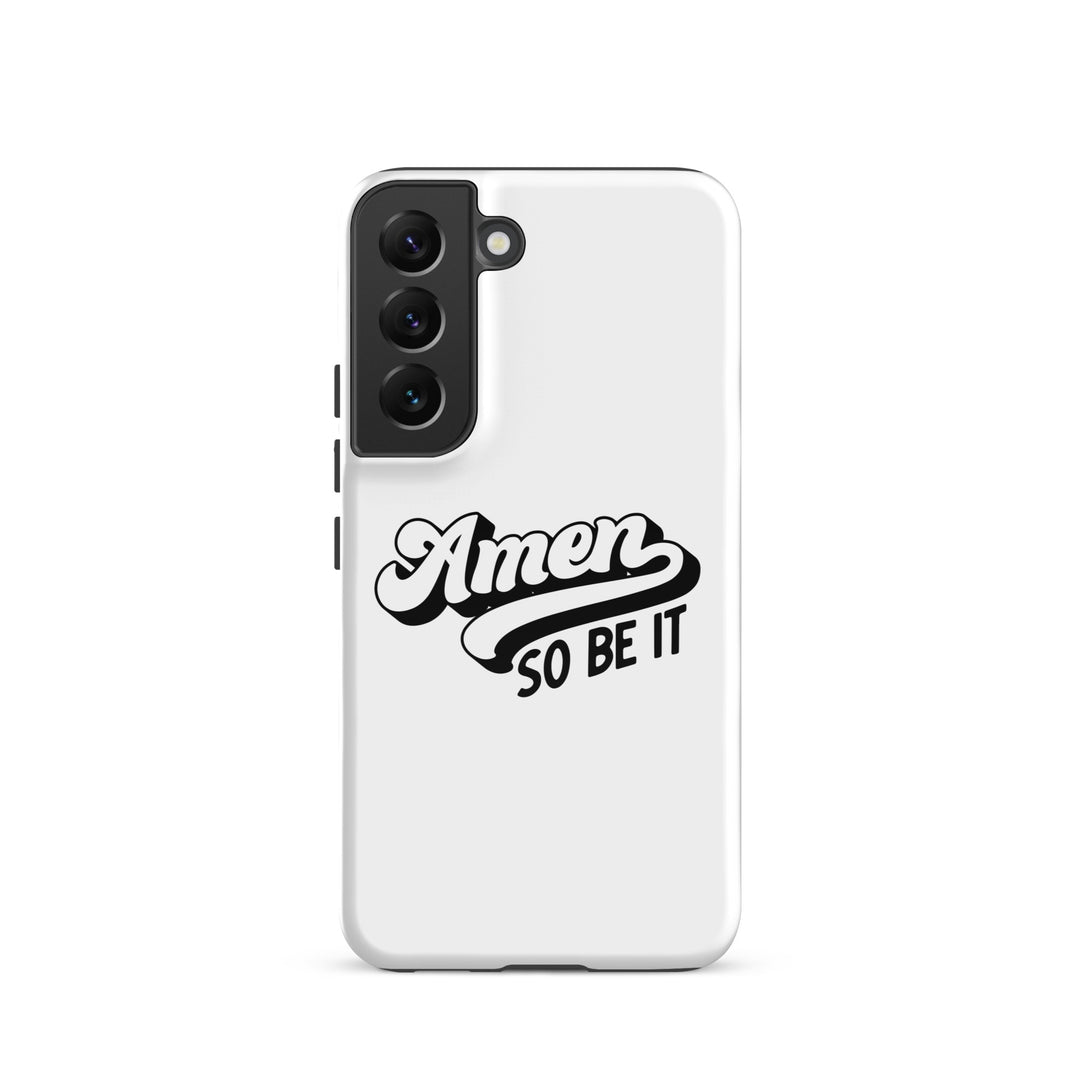 Christian Phone Case Amen So Be It White for Samsung® Samsung® Phone Cases Glossy Samsung Galaxy S22 