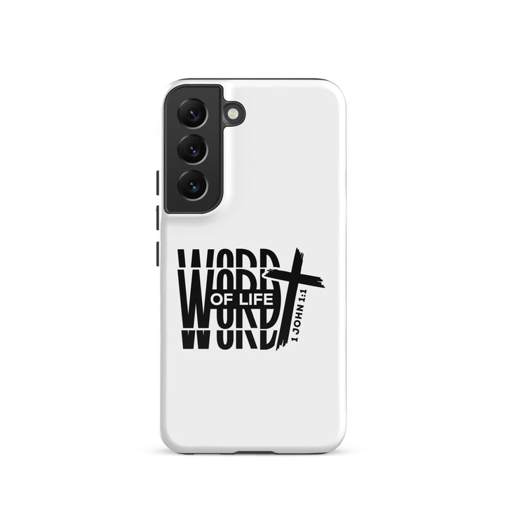 Christian Phone Case Word of Life Cross White for Samsung® Samsung® Phone Cases Glossy Samsung Galaxy S22 