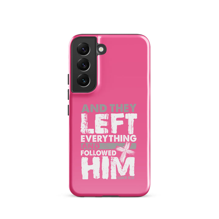 Christian Phone Case Left Everything Cross Pink for Samsung® Samsung® Phone Cases Glossy Samsung Galaxy S22 