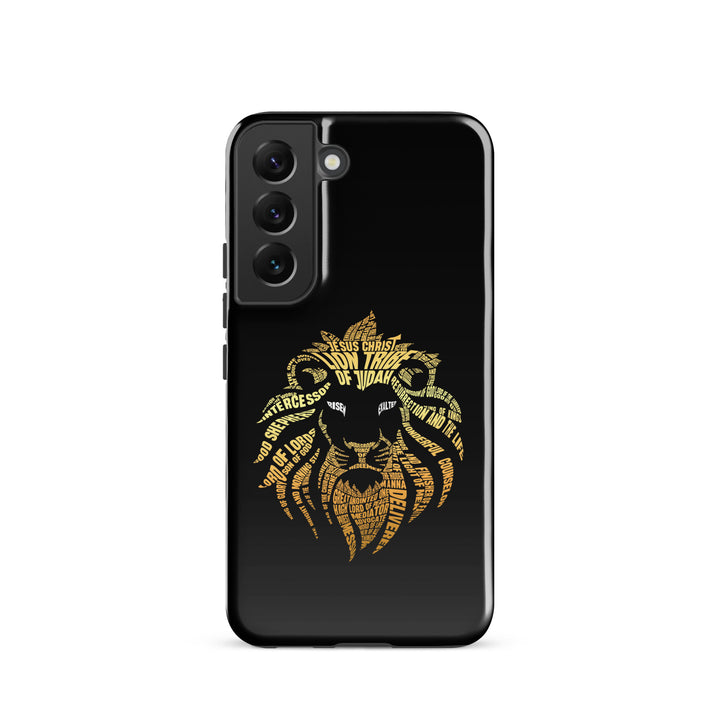 Christian Phone Case Lion Word Cloud Black for Samsung® Samsung® Phone Cases Glossy Samsung Galaxy S22 