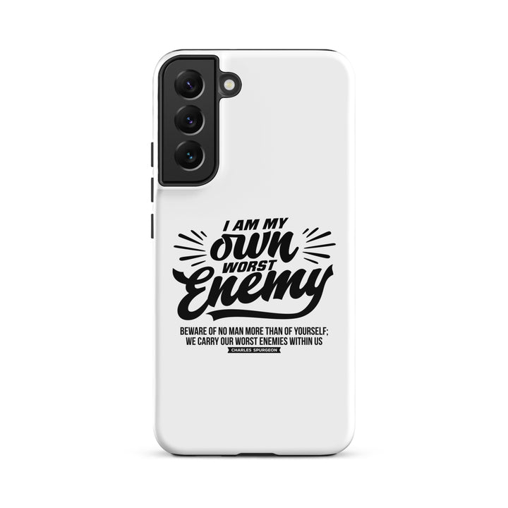 Christian Phone Case Worst Enemy White for Samsung® Samsung® Phone Cases Glossy Samsung Galaxy S22 Plus 