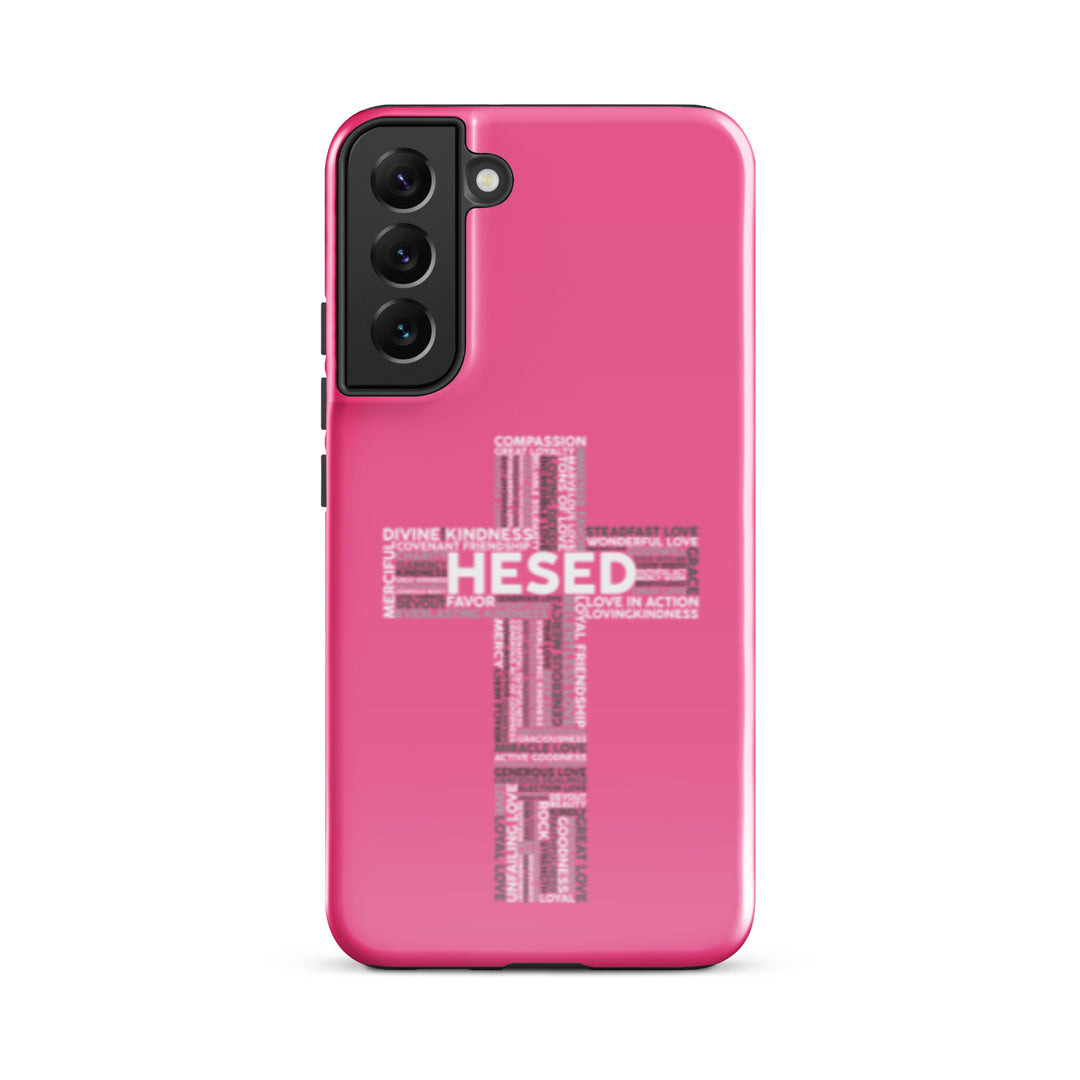 Christian Phone Case Hesed Cross Pink for Samsung® Samsung® Phone Cases Glossy Samsung Galaxy S22 Plus 