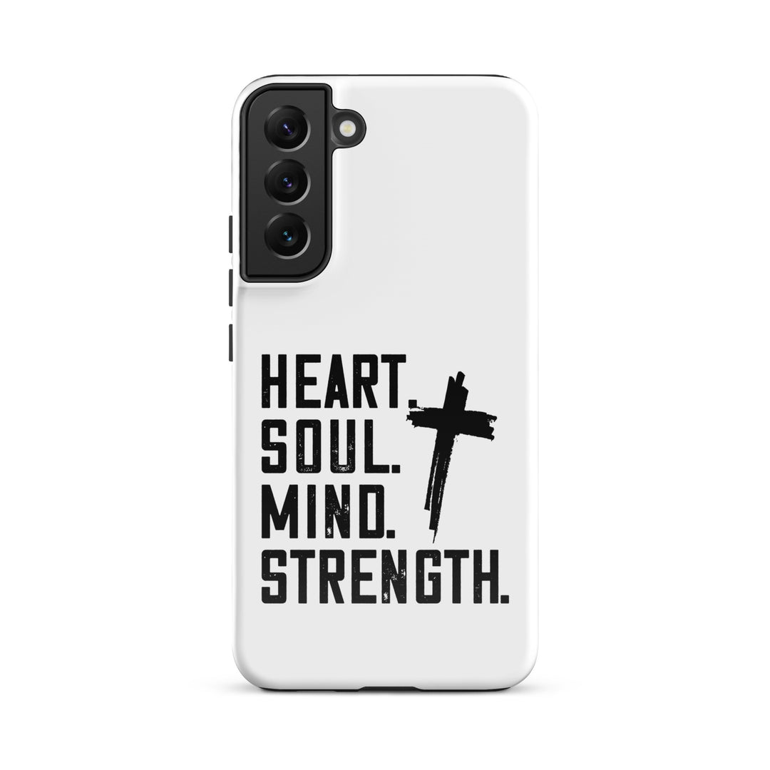 Christian Phone Case Heart Soul Mind Strength White for Samsung® Samsung® Phone Cases Glossy Samsung Galaxy S22 Plus 