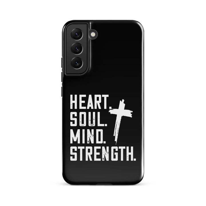 Christian Phone Case Heart Soul Mind Strength Black  for Samsung® Samsung® Phone Cases Glossy Samsung Galaxy S22 Plus 