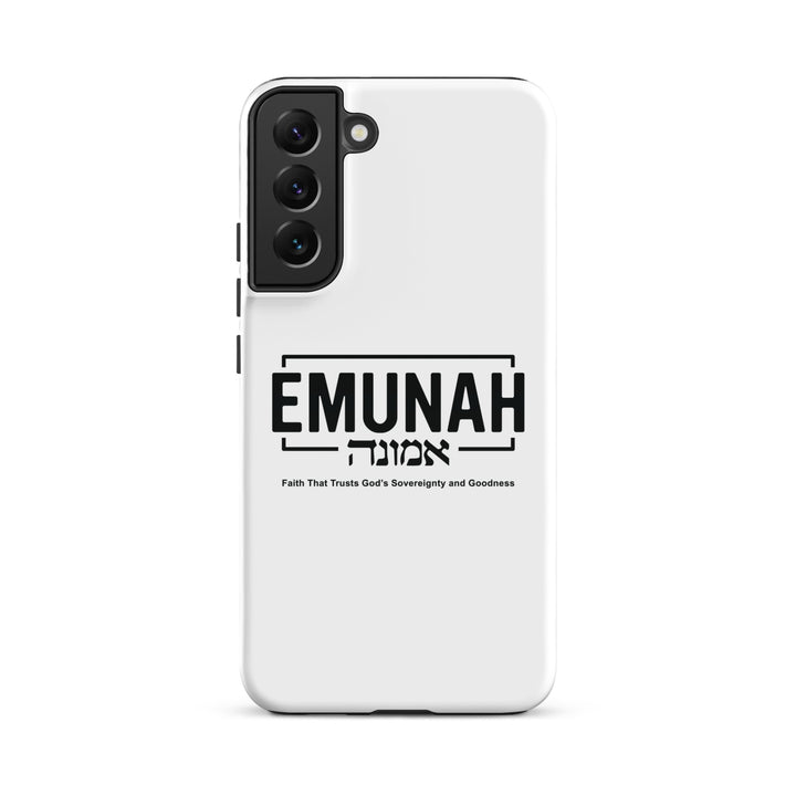 Christian Phone Case Emunah Faith That Trusts White for Samsung® Samsung® Phone Cases Glossy Samsung Galaxy S22 Plus 