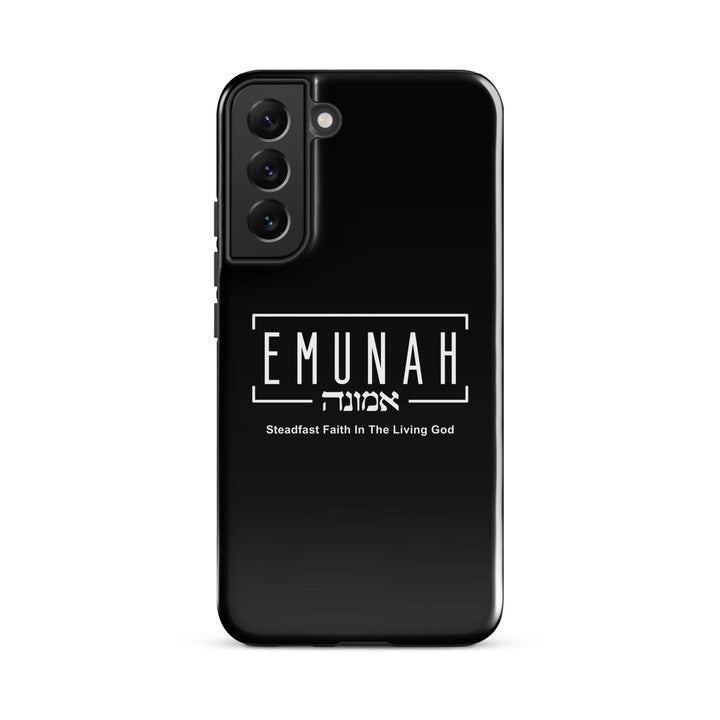 Christian Phone Case Emunah Steadfast Faith Black for Samsung® Samsung® Phone Cases Glossy Samsung Galaxy S22 Plus 