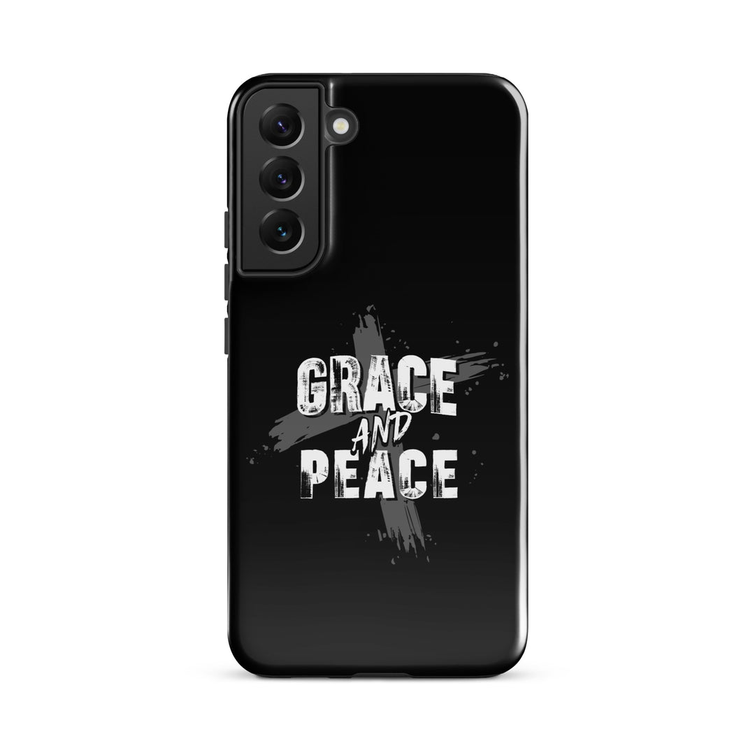 Christian Phone Case Grace and Peace Cross Black for Samsung® Samsung® Phone Cases Glossy Samsung Galaxy S22 Plus 