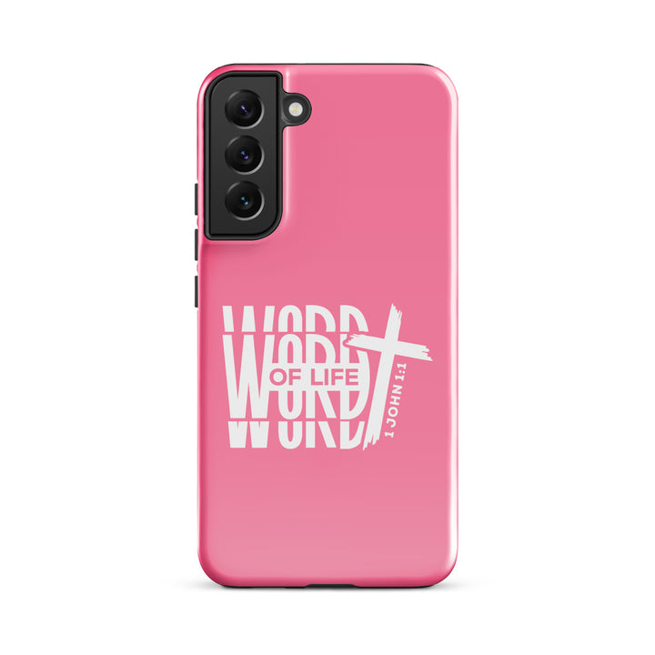 Christian Phone Case Word of Life Cross Pink for Samsung® Samsung® Phone Cases Glossy Samsung Galaxy S22 Plus 