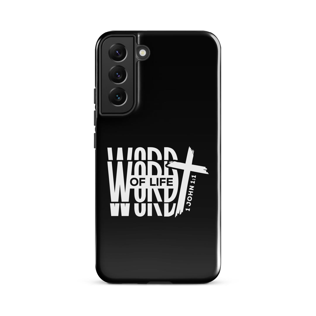 Christian Phone Case Word of Life Cross Black for Samsung® Samsung® Phone Cases Glossy Samsung Galaxy S22 Plus 