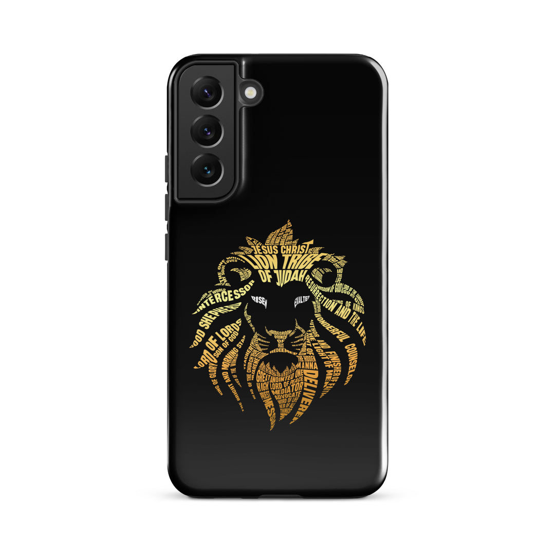 Christian Phone Case Lion Word Cloud Black for Samsung® Samsung® Phone Cases Glossy Samsung Galaxy S22 Plus 