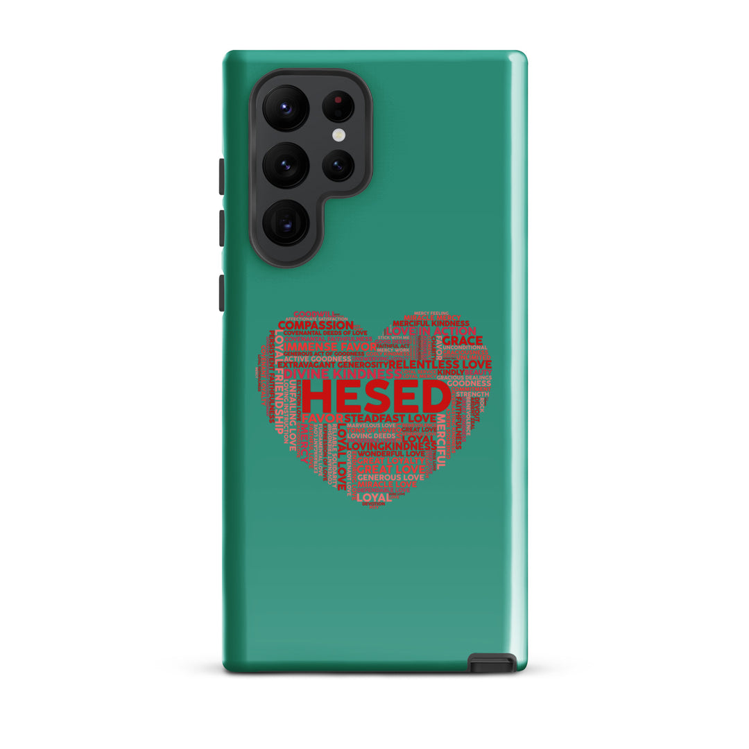 Christian Phone Case Hesed Heart Teal for Samsung® Samsung® Phone Cases Glossy Samsung Galaxy S22 Ultra 