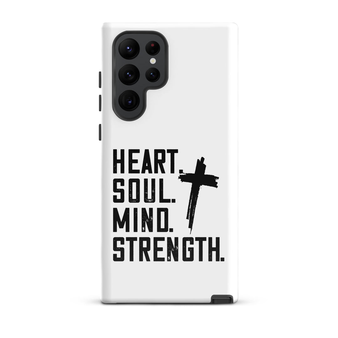 Christian Phone Case Heart Soul Mind Strength White for Samsung® Samsung® Phone Cases Glossy Samsung Galaxy S22 Ultra 