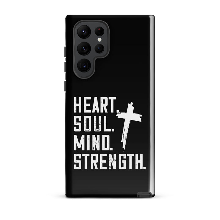 Christian Phone Case Heart Soul Mind Strength Black  for Samsung® Samsung® Phone Cases Glossy Samsung Galaxy S22 Ultra 