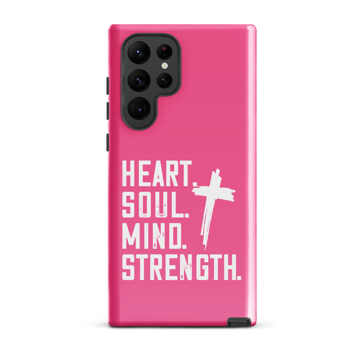 Christian Phone Case Heart Soul Mind Strength Pink for Samsung® Samsung® Phone Cases Glossy Samsung Galaxy S22 Ultra 