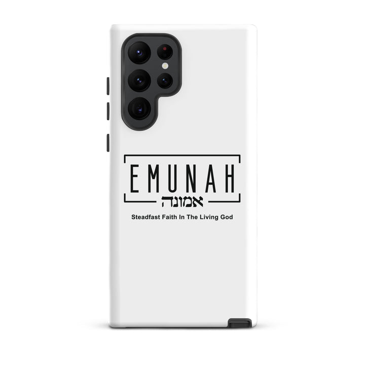 Christian Phone Case Emunah Steadfast Faith White for Samsung® Samsung® Phone Cases Glossy Samsung Galaxy S22 Ultra 