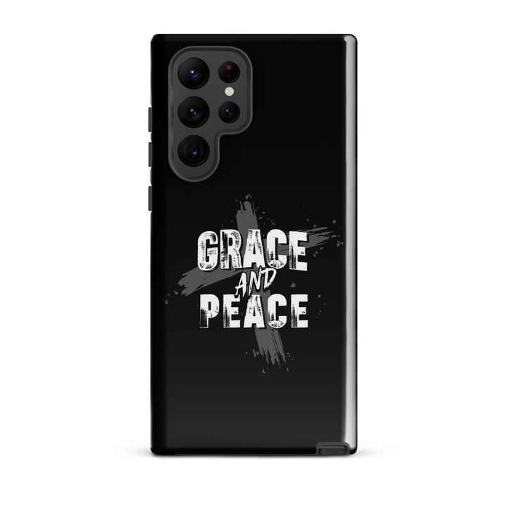 Christian Phone Case Grace and Peace Cross Black for Samsung® Samsung® Phone Cases Glossy Samsung Galaxy S22 Ultra 