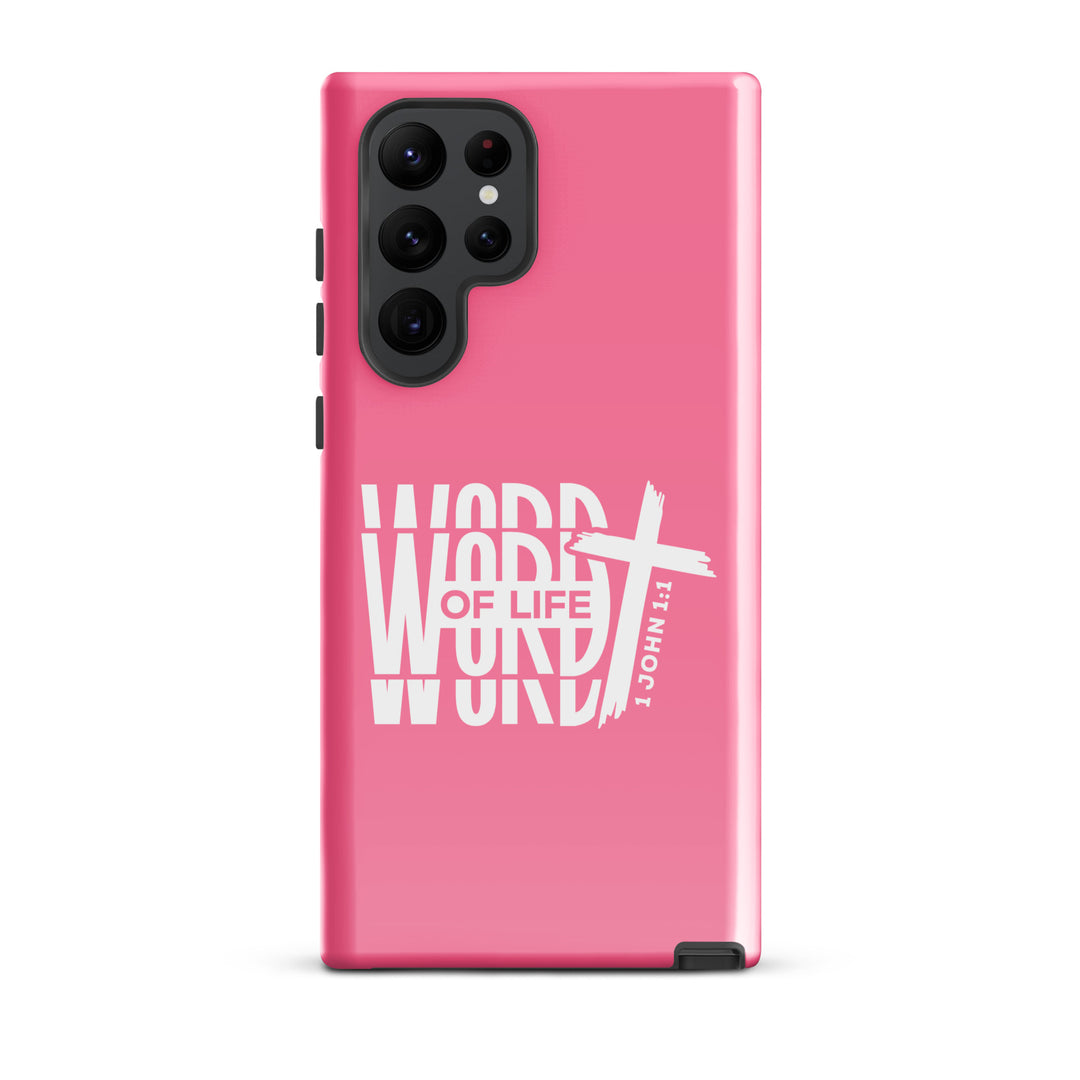 Christian Phone Case Word of Life Cross Pink for Samsung® Samsung® Phone Cases Glossy Samsung Galaxy S22 Ultra 