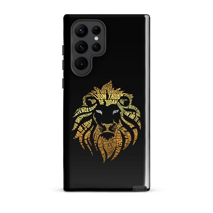 Christian Phone Case Lion Word Cloud Black for Samsung® Samsung® Phone Cases Glossy Samsung Galaxy S22 Ultra 