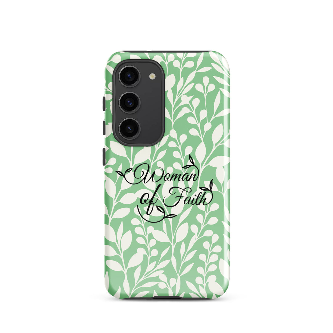 Christian Phone Case Woman of Faith Green for Samsung® Samsung® Phone Cases Glossy Samsung Galaxy S23 