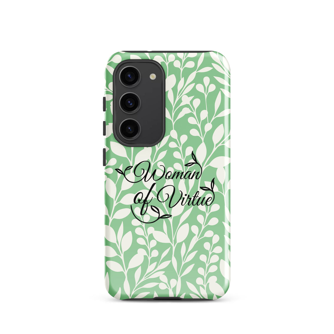 Christian Phone Case Woman of Virtue Green for Samsung® Samsung® Phone Cases Glossy Samsung Galaxy S23 