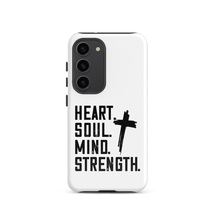 Christian Phone Case Heart Soul Mind Strength White for Samsung® Samsung® Phone Cases Glossy Samsung Galaxy S23 