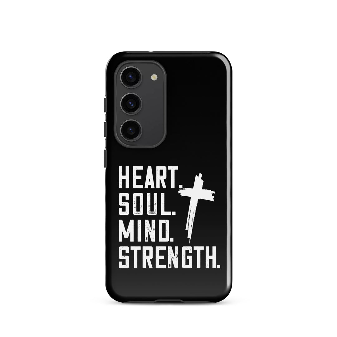 Christian Phone Case Heart Soul Mind Strength Black  for Samsung® Samsung® Phone Cases Glossy Samsung Galaxy S23 