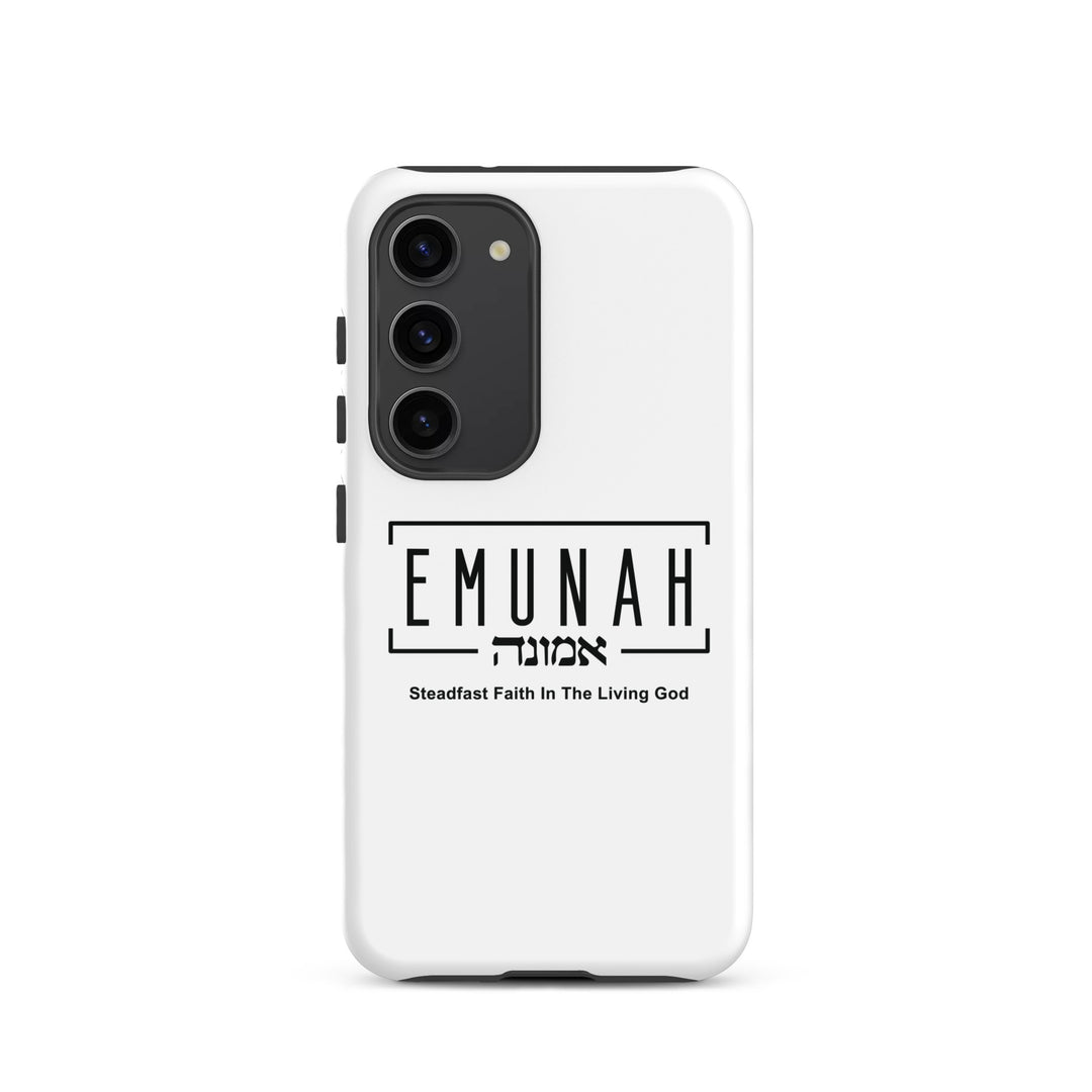 Christian Phone Case Emunah Steadfast Faith White for Samsung® Samsung® Phone Cases Glossy Samsung Galaxy S23 