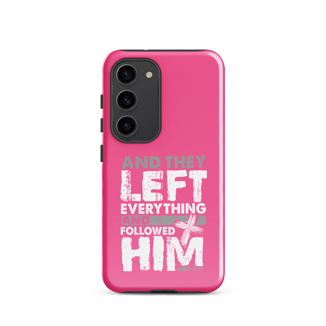 Christian Phone Case Left Everything Cross Pink for Samsung® Samsung® Phone Cases Glossy Samsung Galaxy S23 