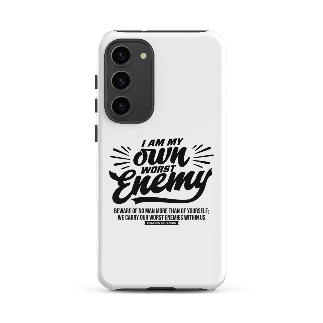 Christian Phone Case Worst Enemy White for Samsung® Samsung® Phone Cases Glossy Samsung Galaxy S23 Plus 