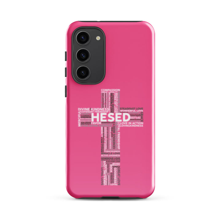 Christian Phone Case Hesed Cross Pink for Samsung® Samsung® Phone Cases Glossy Samsung Galaxy S23 Plus 