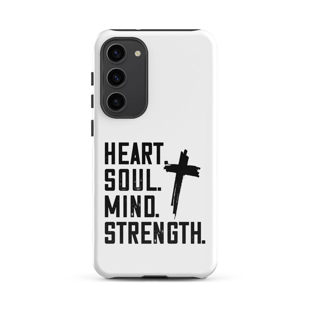 Christian Phone Case Heart Soul Mind Strength White for Samsung® Samsung® Phone Cases Glossy Samsung Galaxy S23 Plus 