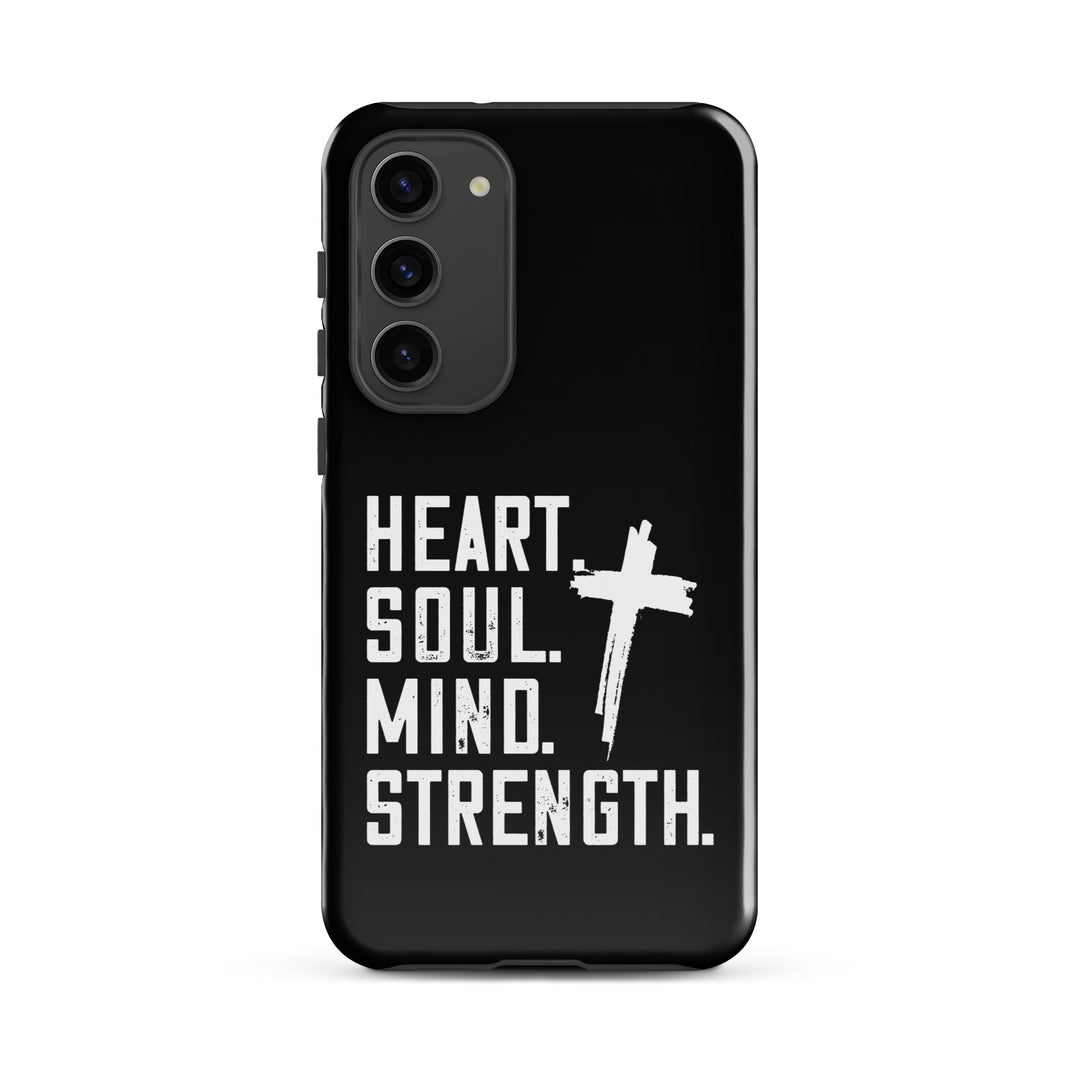 Christian Phone Case Heart Soul Mind Strength Black  for Samsung® Samsung® Phone Cases Glossy Samsung Galaxy S23 Plus 