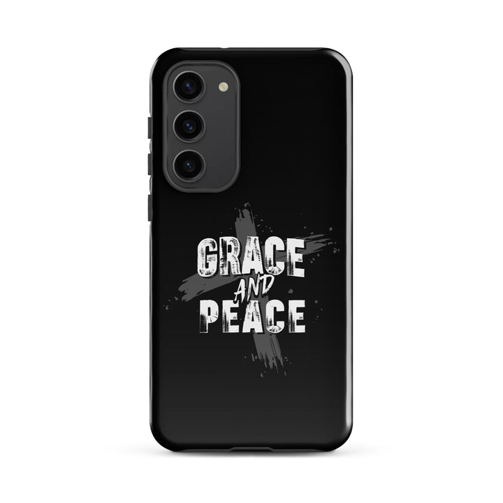 Christian Phone Case Grace and Peace Cross Black for Samsung® Samsung® Phone Cases Glossy Samsung Galaxy S23 Plus 