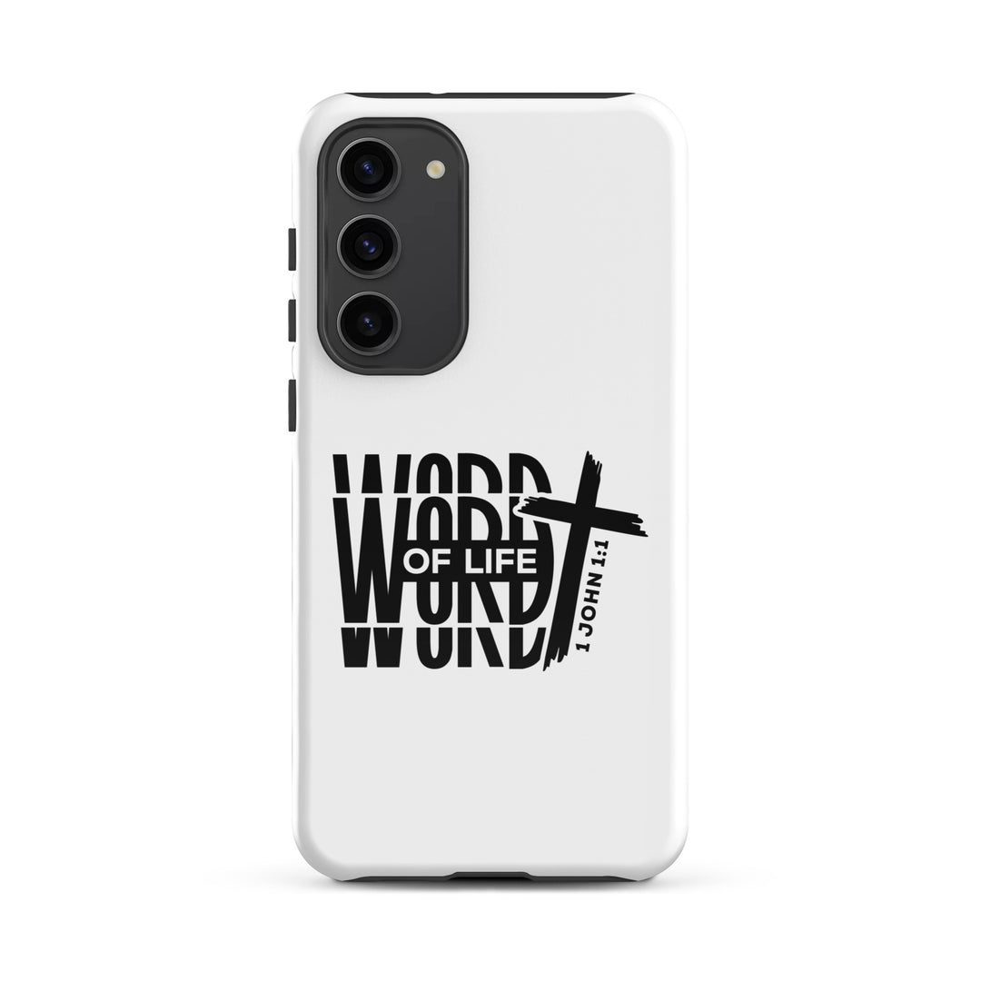 Christian Phone Case Word of Life Cross White for Samsung® Samsung® Phone Cases Glossy Samsung Galaxy S23 Plus 