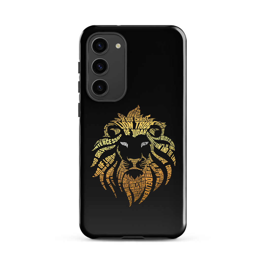 Christian Phone Case Lion Word Cloud Black for Samsung® Samsung® Phone Cases Glossy Samsung Galaxy S23 Plus 