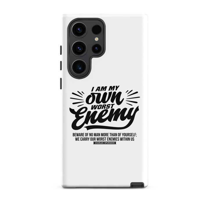 Christian Phone Case Worst Enemy White for Samsung® Samsung® Phone Cases Glossy Samsung Galaxy S23 Ultra 