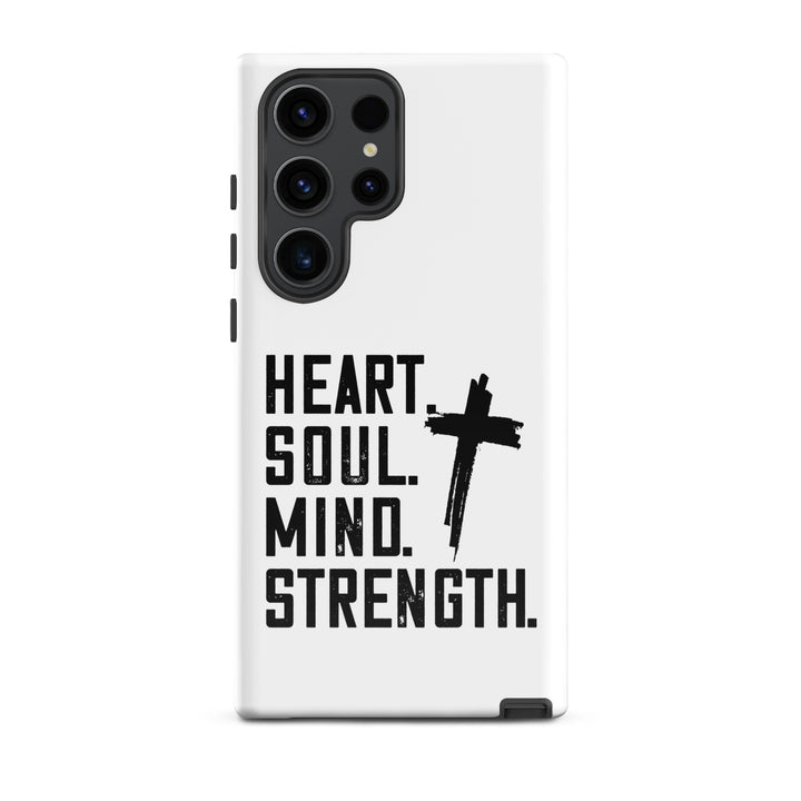 Christian Phone Case Heart Soul Mind Strength White for Samsung® Samsung® Phone Cases Glossy Samsung Galaxy S23 Ultra 