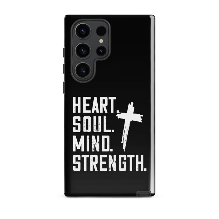 Christian Phone Case Heart Soul Mind Strength Black  for Samsung® Samsung® Phone Cases Glossy Samsung Galaxy S23 Ultra 