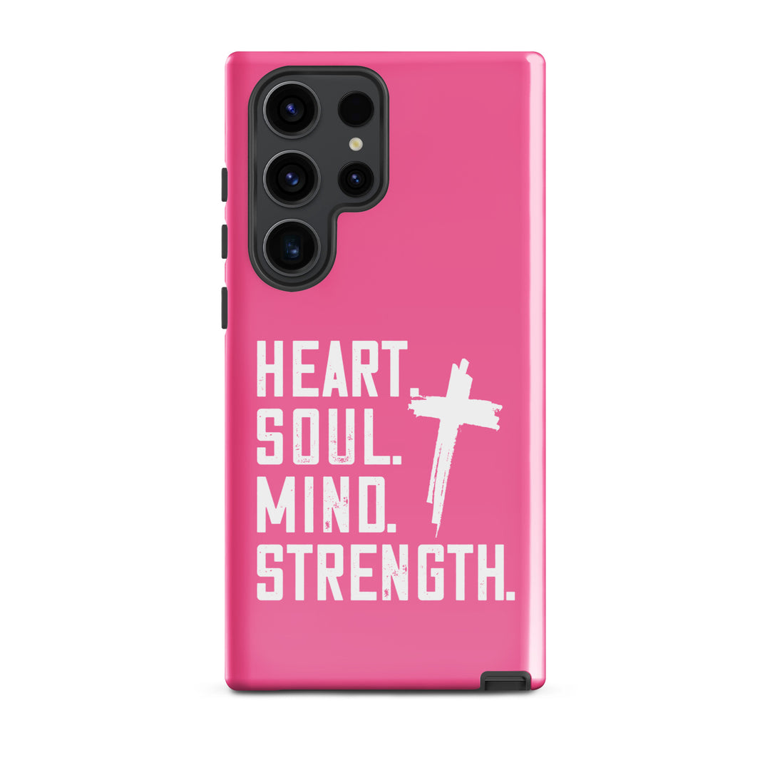 Christian Phone Case Heart Soul Mind Strength Pink for Samsung® Samsung® Phone Cases Glossy Samsung Galaxy S23 Ultra 